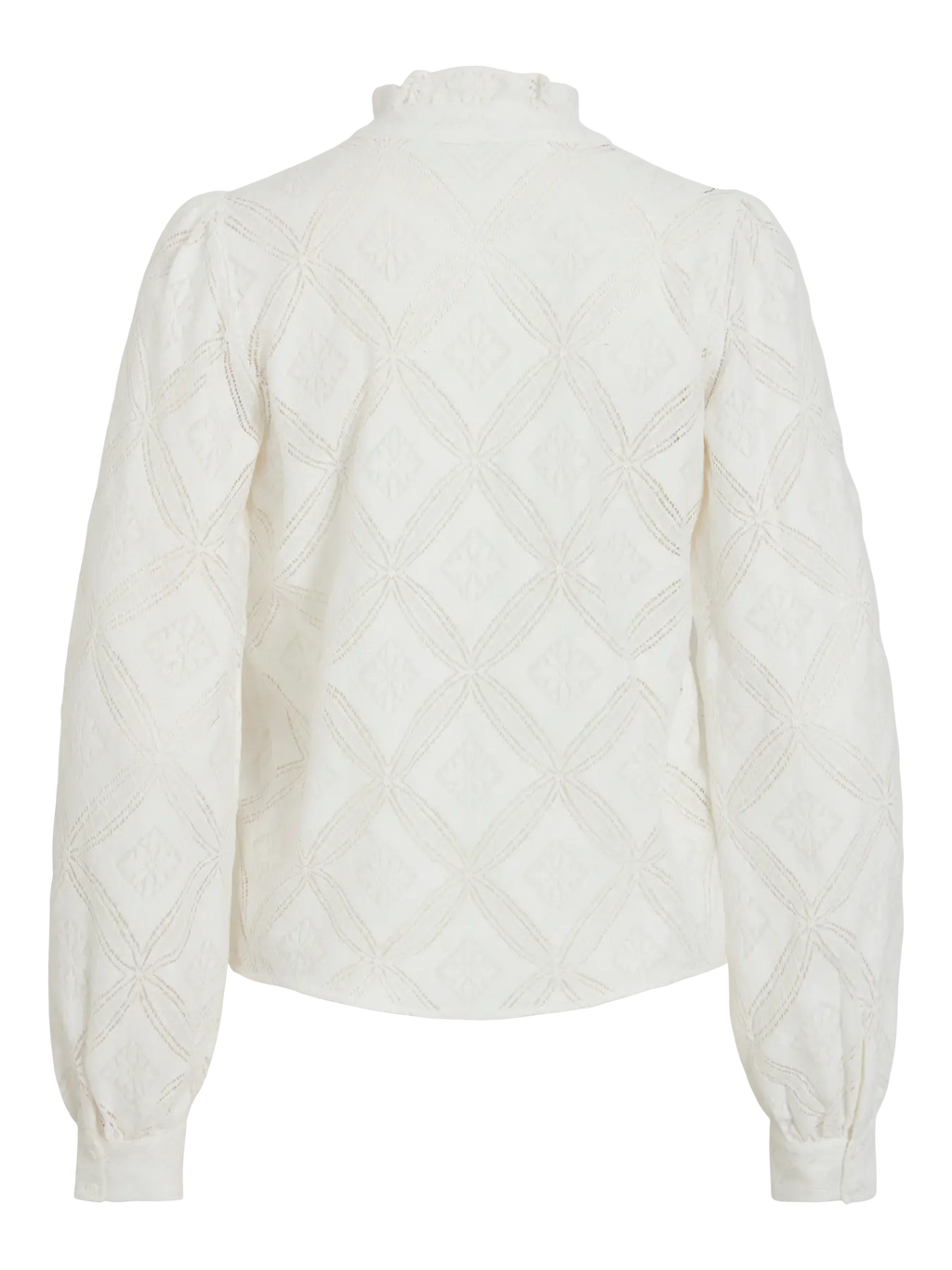 Camisa blanca bordada de manga larga VILA vista por detrás