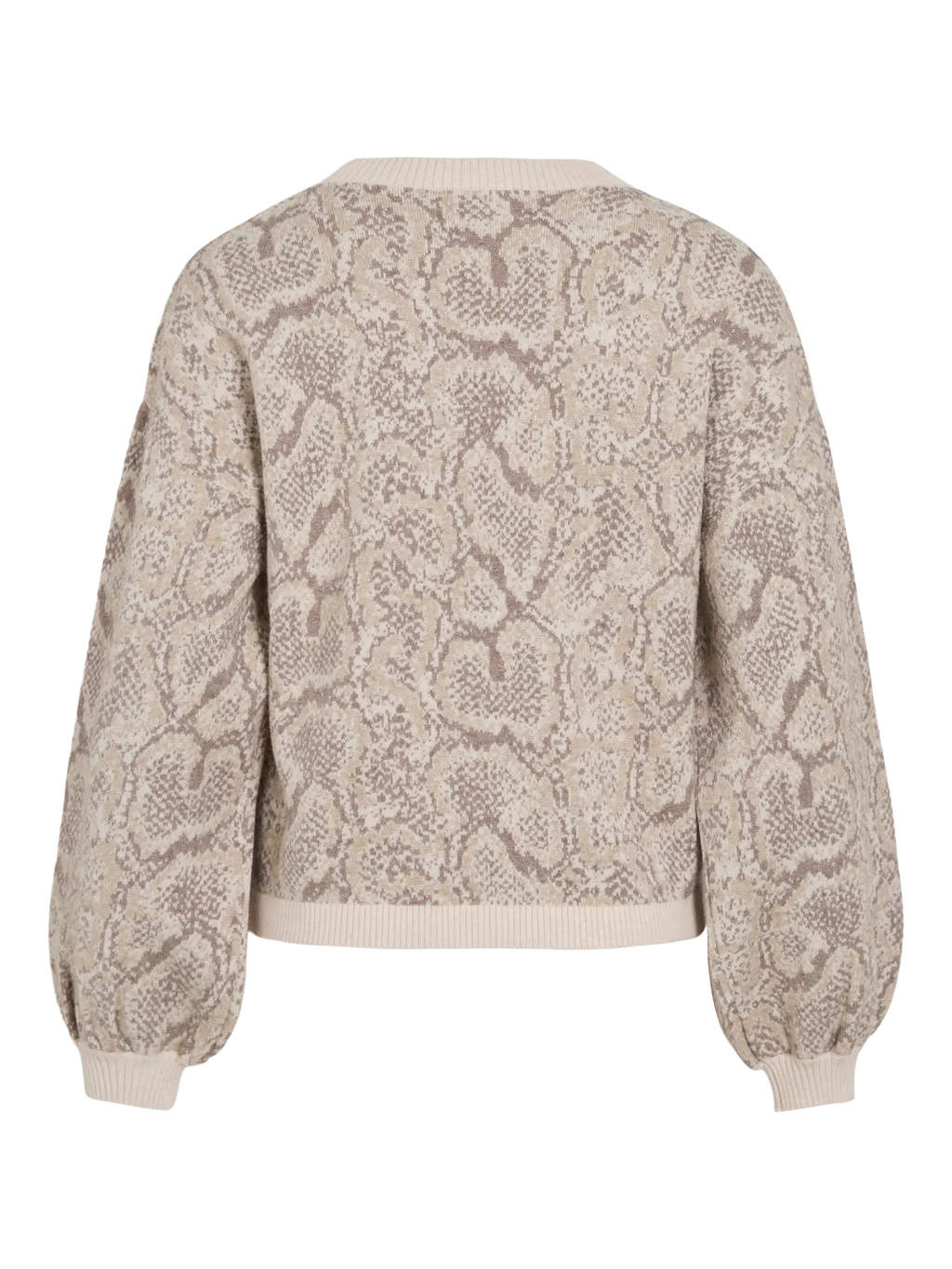 Jersey de punto beige con estampado animal de serpiente VILA visto por detrás