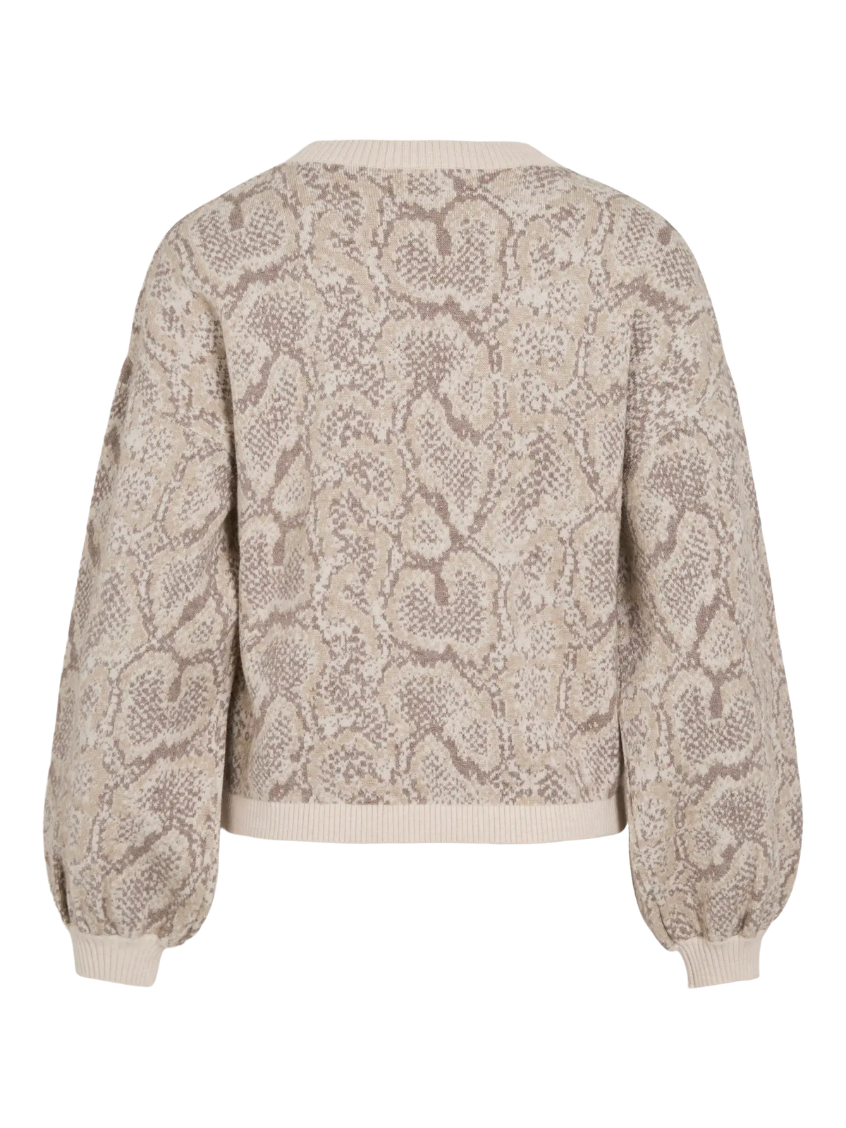 Jersey de punto beige con estampado animal de serpiente VILA visto por detrás