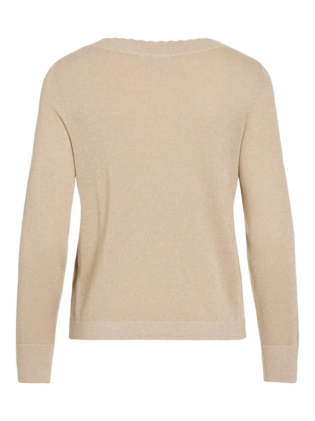 Jersey de punto fino beige metalizado de manga larga para mujer VILA