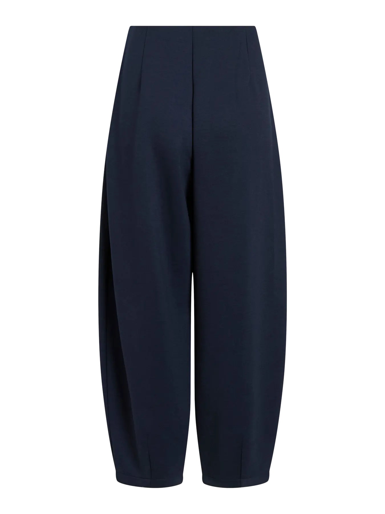 Pantalón barrel azul marino de mujer Vila, vista trasera con pernera amplia de silueta curva