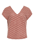 Top Vila de manga corta con cuello pico y textura ondulada frontal