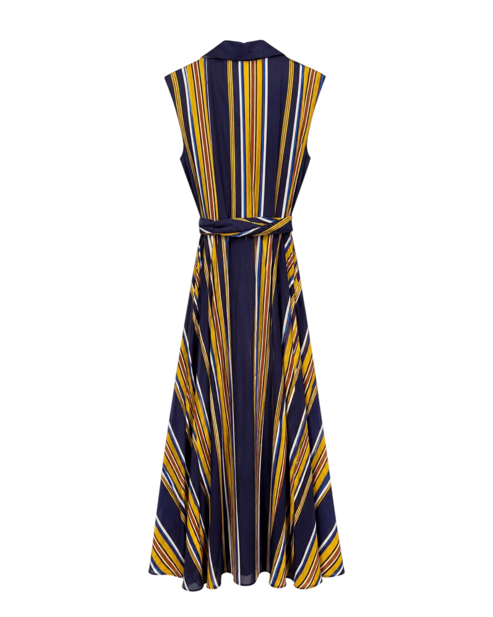 Vista trasera del vestido Biarritz con cinturón ajustable.