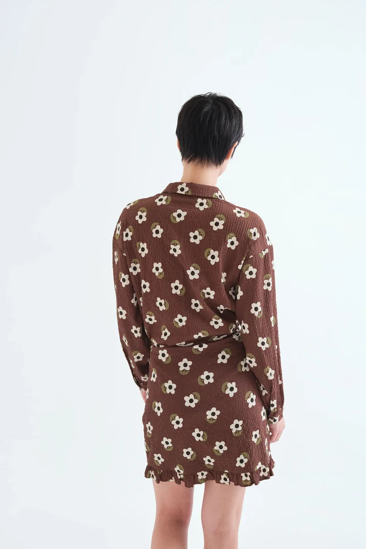 Vestido corto Santini Compañía Fantástica con estampado de flores multicolor, vista trasera